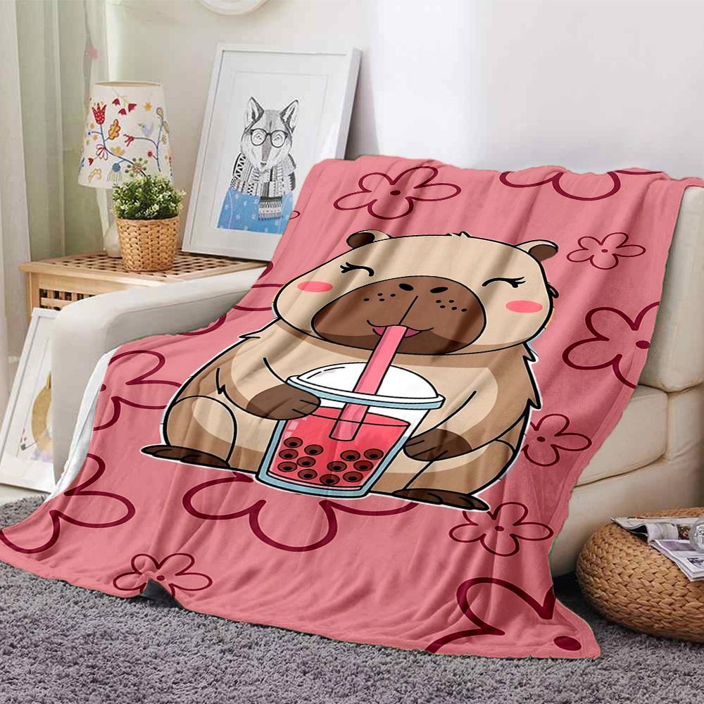 

1pc Bear Bubble Tea blanket Lightweight Flannel Throw for Sofa Bed Travel Camping Livingroom1136L 80cmx120cm(31inx47in)