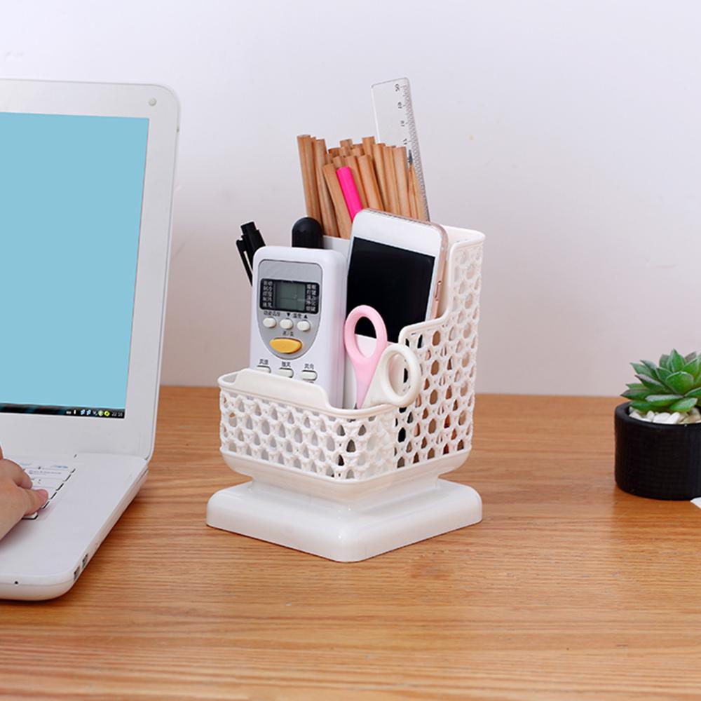 New Office Organizer Desktop Pen Storage Box Pencil Brush Pot Pen Holder Makeup Brush Plastic Container Sundries Desk Organizer