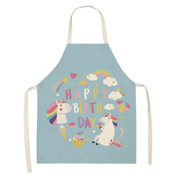 1 peça avental de cozinha desenho animado unicórnio música impressão sem mangas algodão linho avental masculino feminino ferramentas de limpeza doméstica