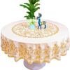 Large Round Dining Table Cloth Waterproof, Anti-Scalding And Anti-Fouling Leave-In Pvc Plastic Tablecloth European High-Grade Round Table Cloth