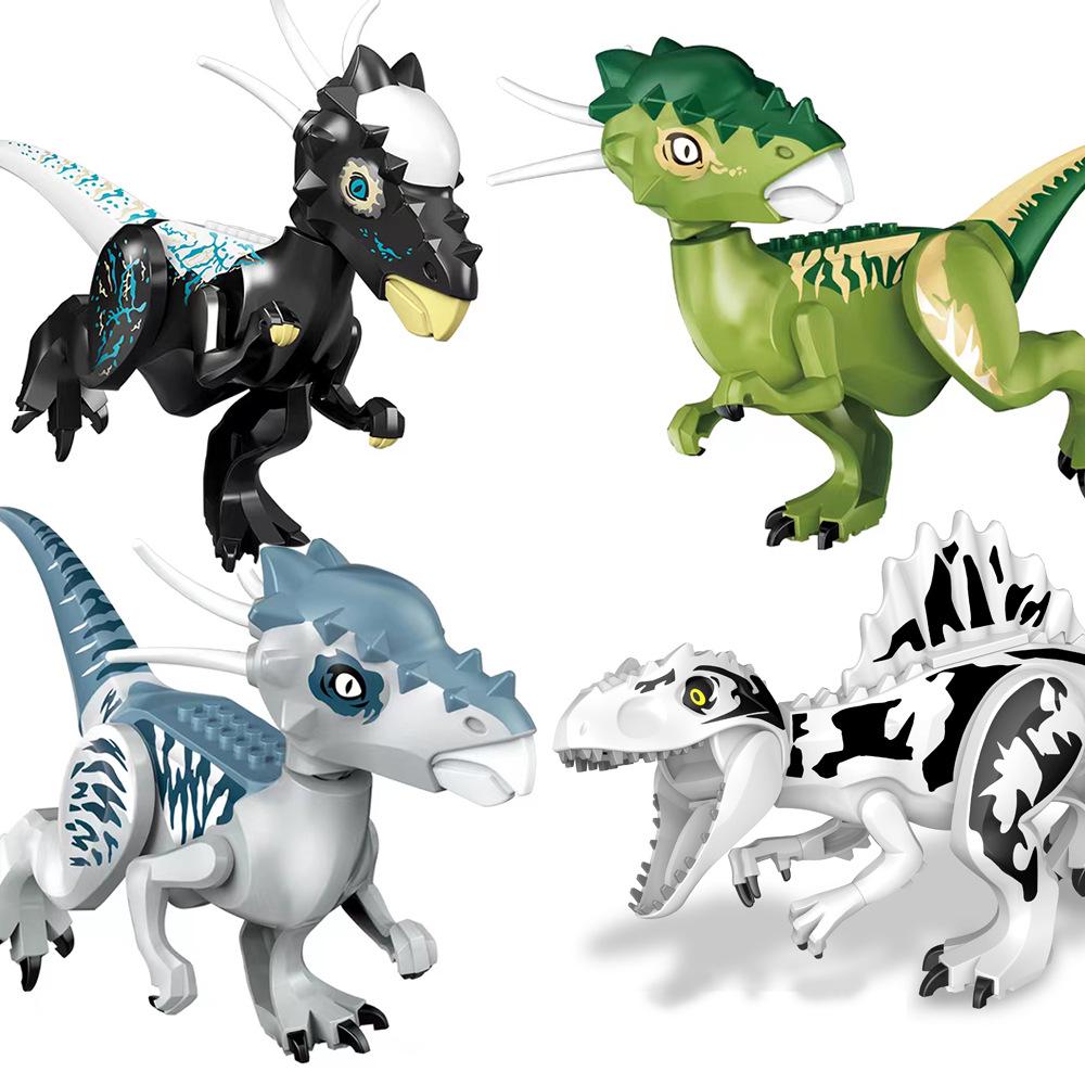 Jurassic Dinosaur Building Blocks: Assembled T. Rex, Brachiosaurus, Carnotaurus, Dilophosaurus