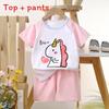 Childrens Cotton Short Sleeve Tshirt And Shorts Set With Cartoon Prints For Toddler Summer Wear