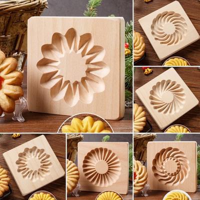 Molde para galletas con textura transparente 3D, molde de madera para galletas, fácil de usar, antiadherente, para cocina casera