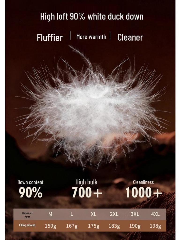 Men's Trendy Windproof Packable 90% Down Feather Puffer Jacket with Velcro Closure