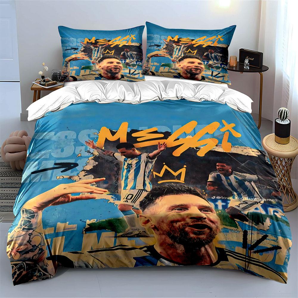 Messi Print Bedding Set Bedding Duvet Cover Set Duvet Cover Pillowcases (1 * Duvet Cover 2 * Pillowcases, without duvet insert)