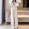[European Cotton Lint Composite] Velvet Wide-leg Pants Women's Autumn and Winter Thin Straight Tube Thickened Drape Casual Sweatpants