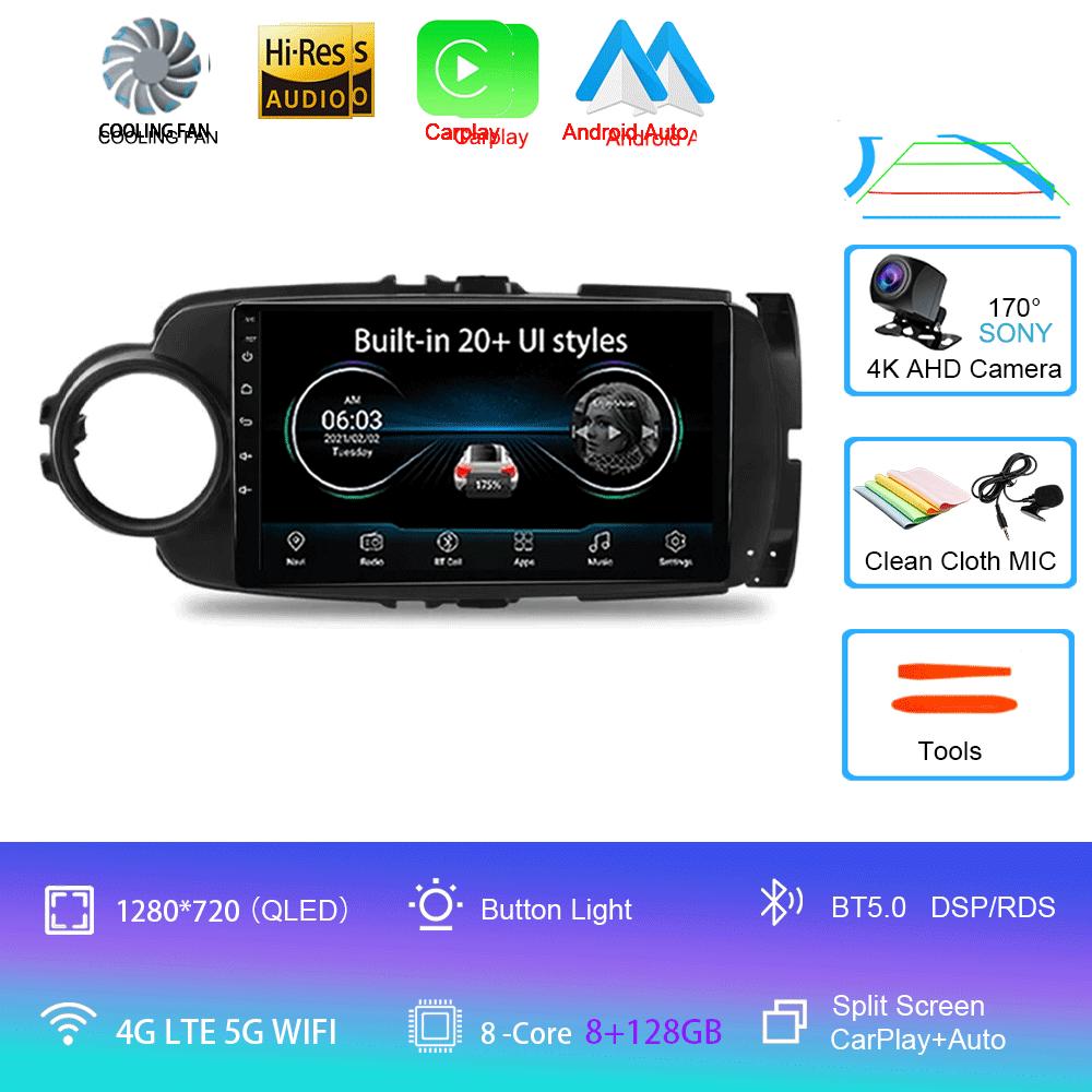 9inch Android 14 Car RadioFor Toyota Yaris 2012 - 2017 Multimedia Player Android Auto Wireless Carplay GPS 2Din DVD
