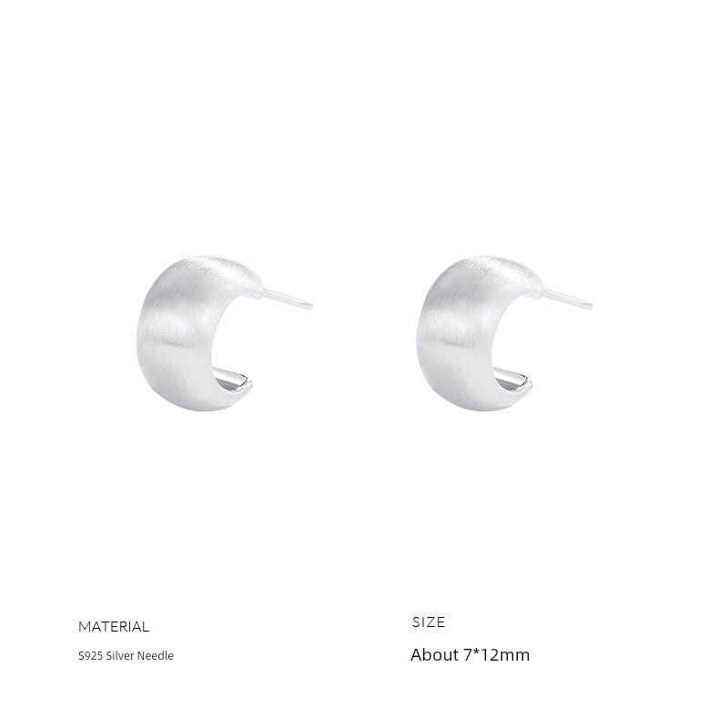 

Xiaoxianren 925 Sterling Silver Frosted Geometric Heart Shape Circle Combination Stud Earrings Women s Earrings Silver Needle Stylish Variety Small c word pair