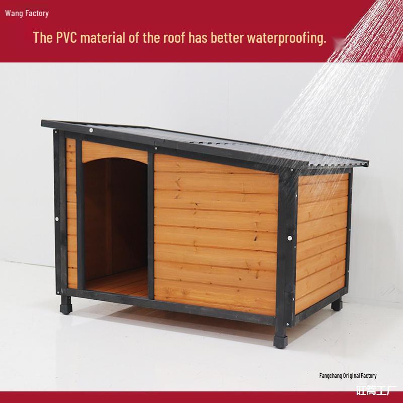 Rainproof Wooden Dog House - Large, Sun-Protected, Solid Wood Pet Shelter for All-Season Indoor/Outdoor Use