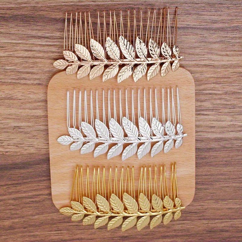 

3Pcs Back of The Head Broken Hair Good Thing, Leaf Hair Comb, Mixed Color Ferroalloy Embellishment, Side Hairpin, Side Comb Bangs Are Suitable