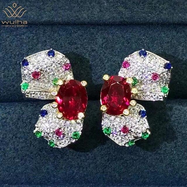 

Серьги-гвоздики из стерлингового серебра 925 пробы с рубинами и бриллиантами 4 карата для женщин, подарок на годовщину свадьбы