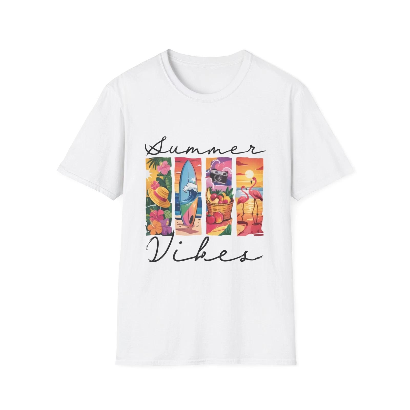 Summer Vibes Unisex Softstyle T-Shirt, Casual Tee, Vacation Wear, Beach Shirt, 2XL