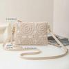 Yogodlns Korean Versatile Crossbody Crochet Bag, New Straw Woven Bag, Zipper Closure, Retro Casual Beach Flower Women's Bags