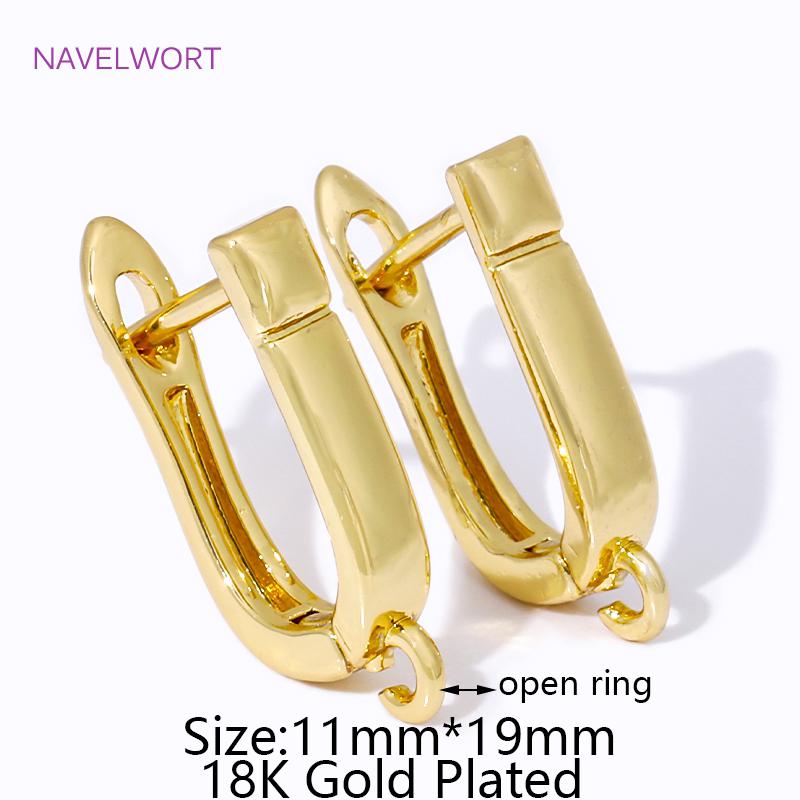 DIY Earring Making Accessories 18K Gold Plated Smooth Earring Hook Clasps Brass Metal Earwires Hooks,Jewelry Making Supplies