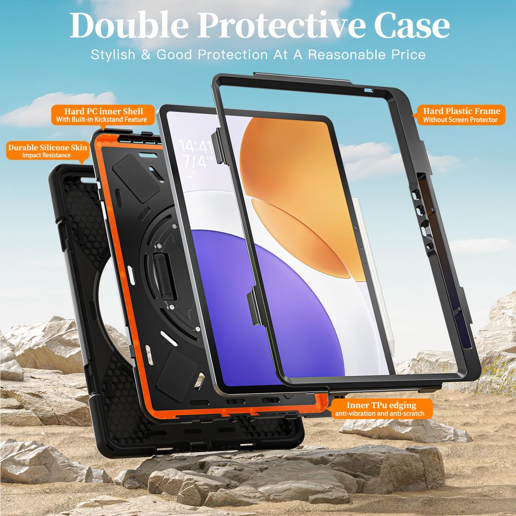 Rugged Stand Case Universal for Xiaomi Pad 7S Pro 12.5 2025 6S Pro 12.4 2024 24018RPACG 360 Rotating Cover with Shoulder Strap
