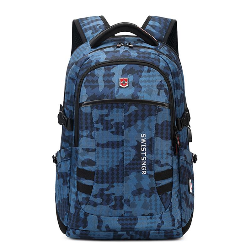 

Водонепроницаемый 17,3-дюймовый рюкзак для ноутбука для мужчин с USB-зарядкой, швейцарский рюкзак для путешествий, женский рюкзак, мужской винтажный школьный рюкзак Mochila синий