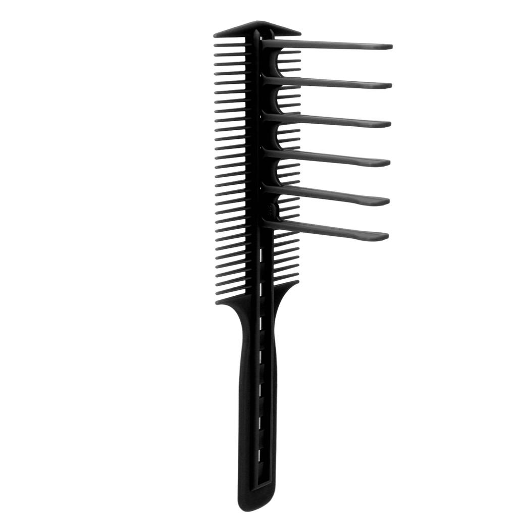 Barber Double Sided Guide Comb Multi Cutting Length Ergonomic Wide Tooth Comb for Hairdresser Black
