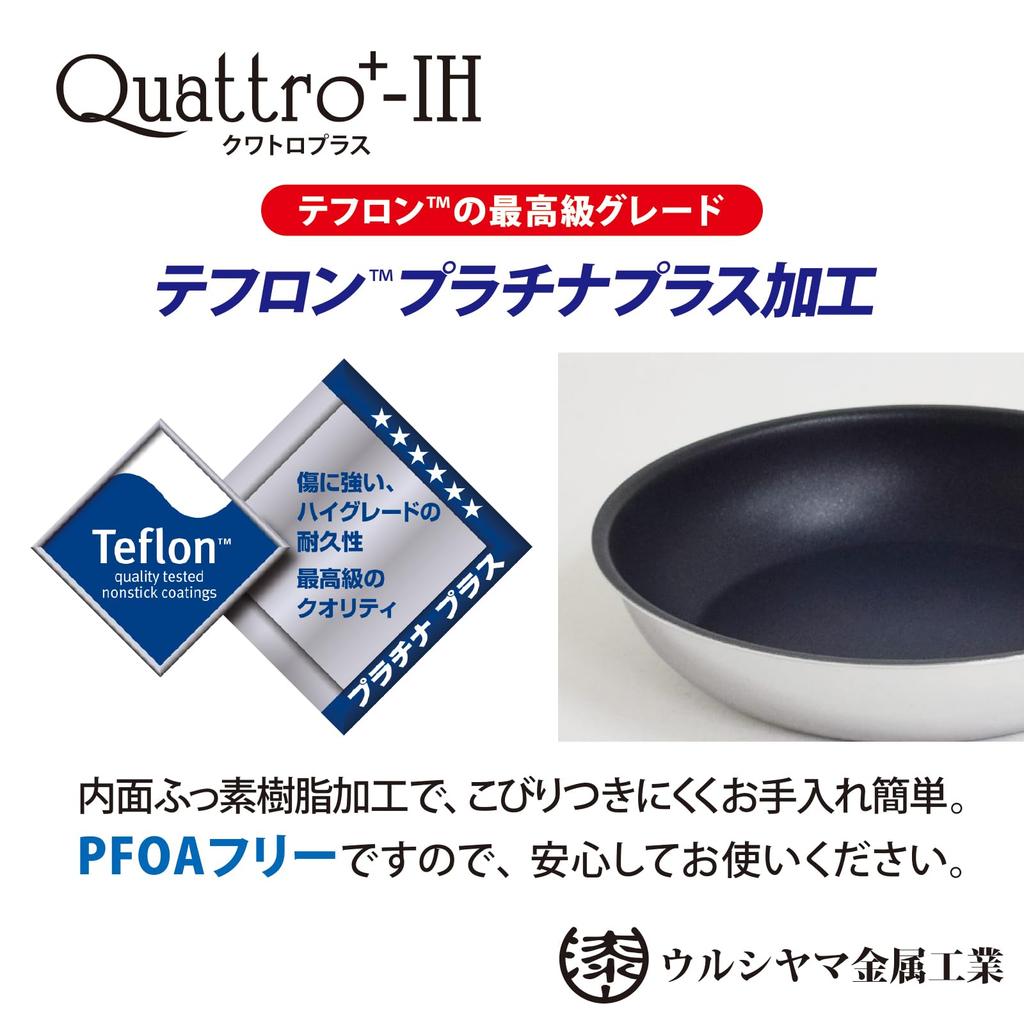 Urushiyama Metal Industry Deep Frying Pan 24cm IH Compatible Made In Japan Quattro Plus QTP-D24
