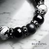 [BLESSING M'style] Natural Stone Power Stone Bracelet, Four Gods Bracelet, Morion, Matte Onyx, Silver-Engraved Onyx, Includes Luxury Suede Drawstring