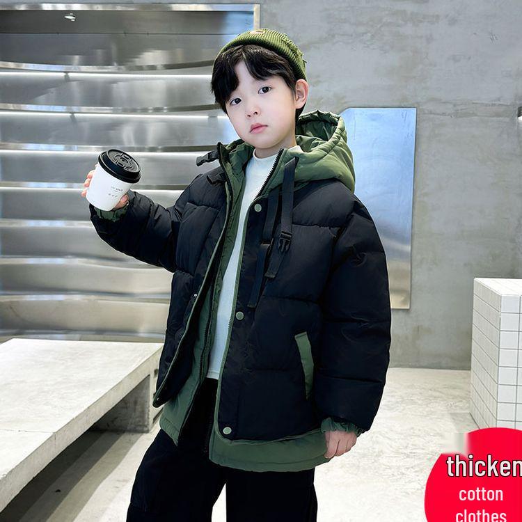 Boys' 2025 Fleece-Lined Winter Coat: Trendy, Thick & Warm for Middle & Big Kids