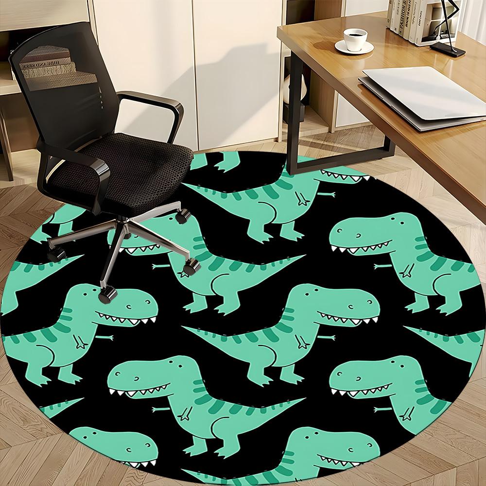 1 Stück Büro-Rundteppich mit Dino-Muster, Indoor-Matte geeignet für Büro, unter Bürostühlen, Schlafzimmer, Wohnzimmer, Heimdekoration, Raumdekoration, n52