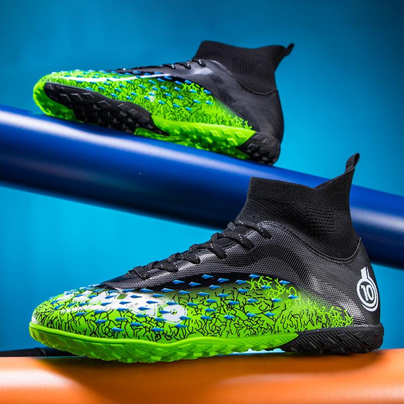 Large size men's high-top football shoes outdoor non-slip professional game sports shoes student broken nail sneakers men