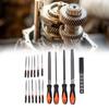 17 Pcs File Tool Set with Carry Case Half Round Triangle Round Flat and Needle Files Brush Carbon Steel Hand Files