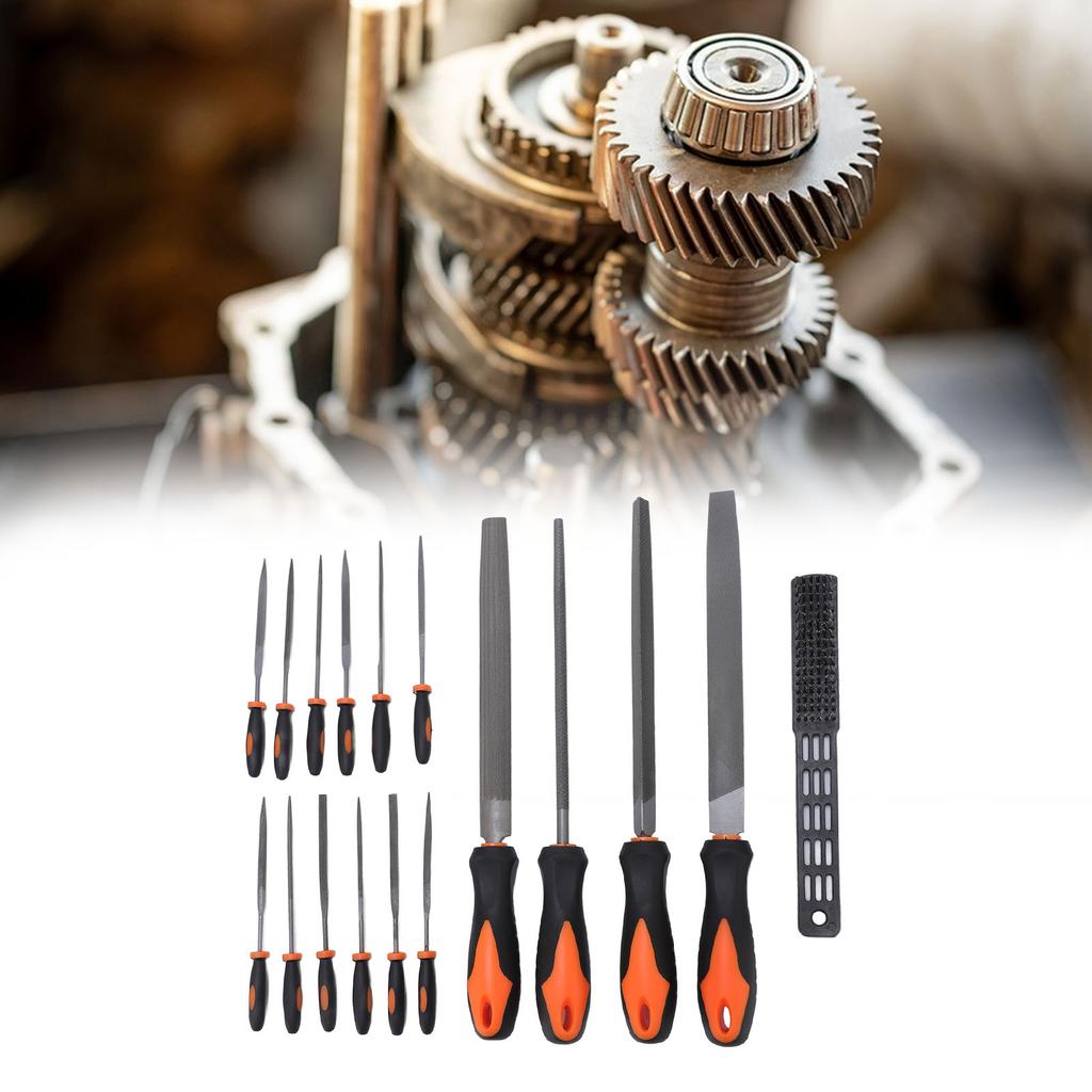 17 Pcs File Tool Set with Carry Case Half Round Triangle Round Flat and Needle Files Brush Carbon Steel Hand Files