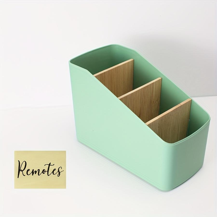 TV Remote Control Holder with 4 Compartments Remote Caddy/Box/Tray Bedside Table Storage Organizer for Cosmetics Office Supplies