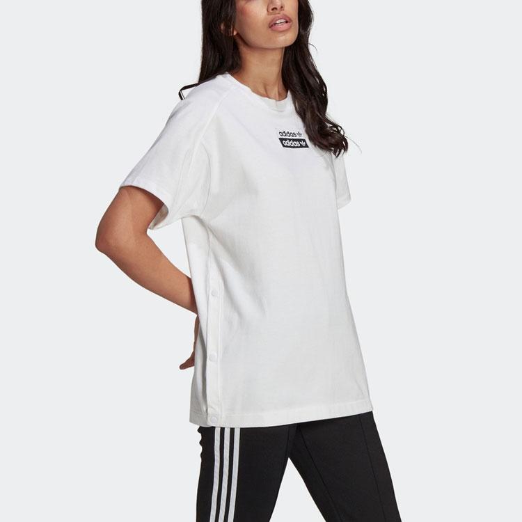 Adidas Originals Trefoil Letter Logo Vintage Summer Home Sports Crew Neck Raglan Sleeve Short Sleeve T-Shirt Women T-Shirt White H06773
