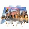 Thicken Cotton Tablecloth Red Castle Pattern Rectangular Round Table Cloth For Wedding Picnic Party