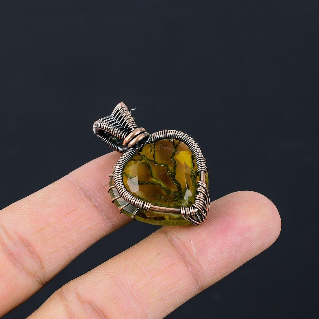 Tree Of Jewelry Lemon Topaz Gemstone Pure Copper Wire Wrapped Handmade Jewelry Pendant