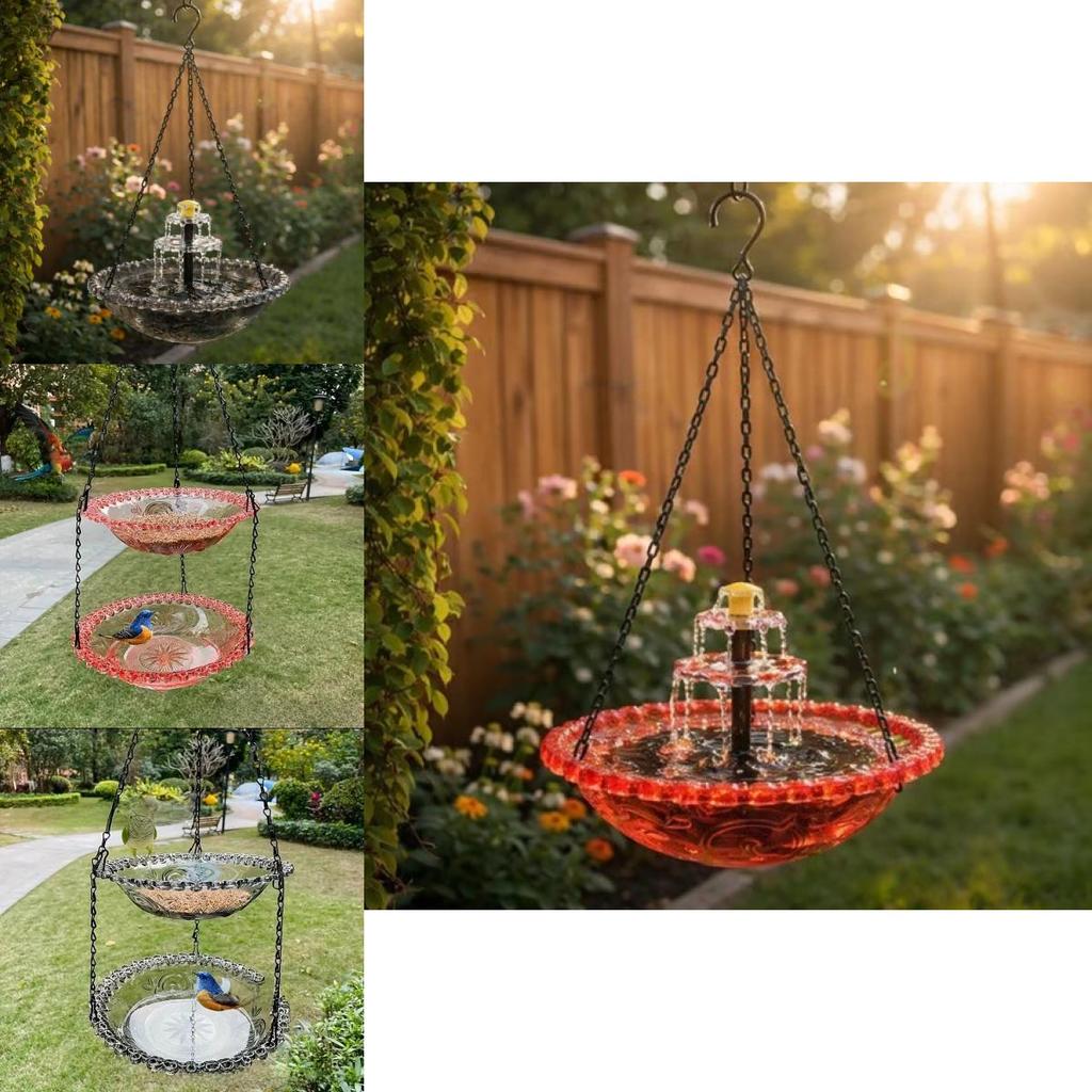 Bird Feeder And Bird Bath Hanging Decor With Automatic Feed System For Garden And Balcony