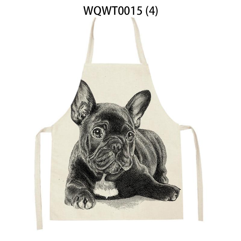Adult Kids Kitchen Apron Funny Cartoon Dog Printed Sleeveless Linen Baking Aprons for Men Women Home Cleaning Tools Delantal