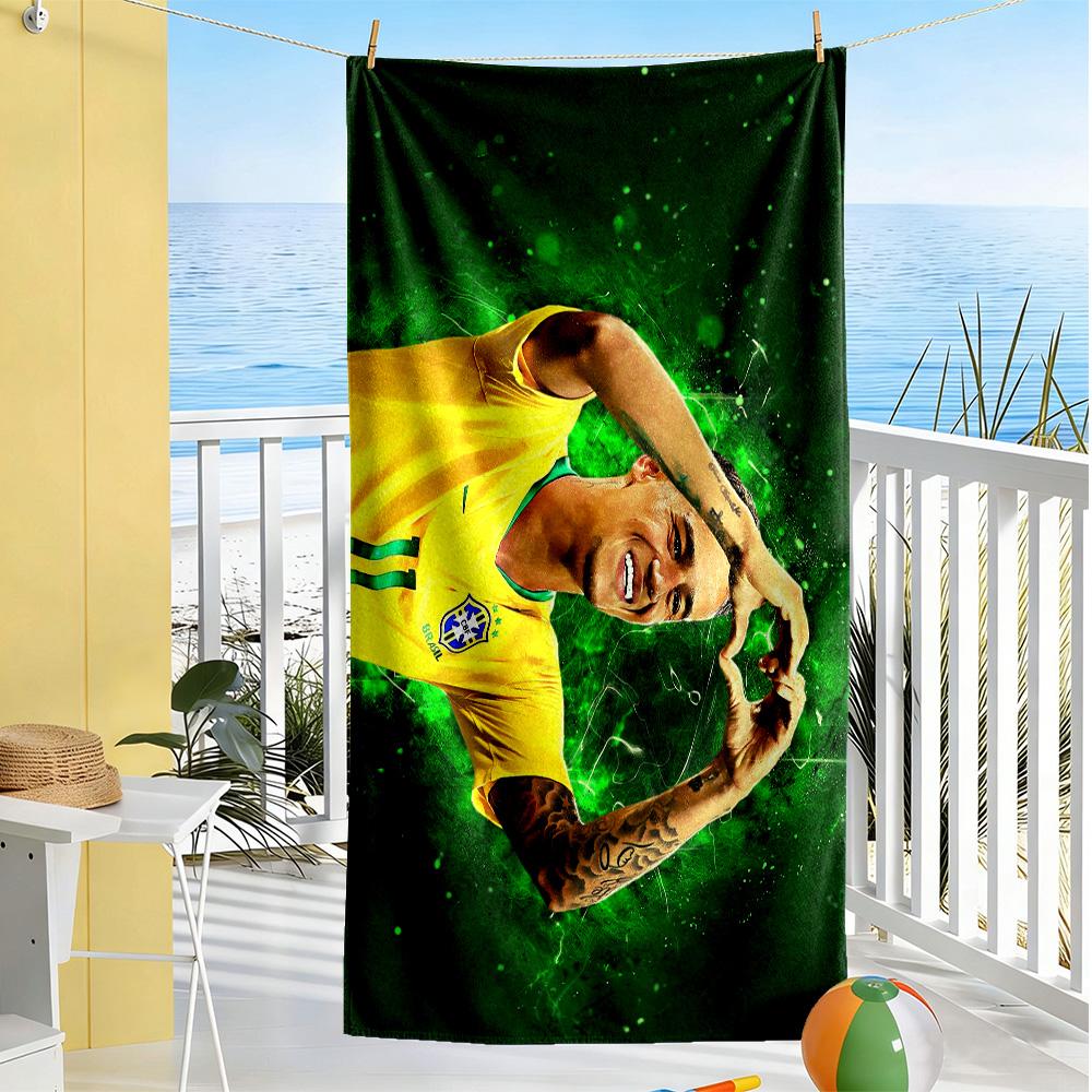 Brazilian Football Star Beach Towel Super Soft & Absorbent Comfortable Lightweight