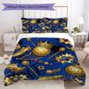 Navy Blue Emblem Pattern Bedding Uilt Set Uilt Cover Pillowcase Home Decoration Birthday Gift (1 * Duvet Cover + 2 * Pillowcase Without Core)