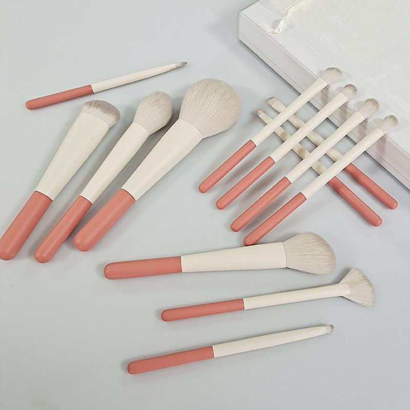 HMU Blind Drop Shipping Soft 12pcs Pink Wood Handle Good Quality Custom Logo Makeup Brushes Set