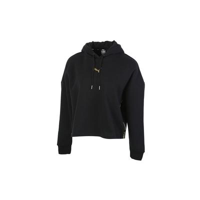 Damen Kapuzenpullover aus Samt-Fleece, Schwarz 587148-01