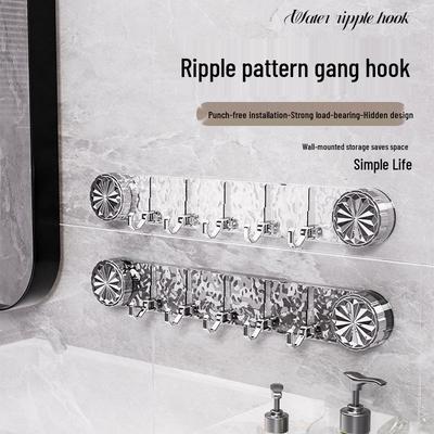 Punch-Free Suction Cup Bathroom Wall Hooks - Five-Row Adhesive, Traceless, Door Storage Rack