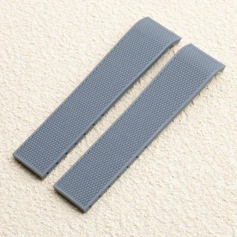 

For Longines Strap Conquest HydroConquest L3.781 741 782 21mm Soft Nature Rubber Watchband Fit Black Blue Silicone Watch Band 21mm-no buckle сірий