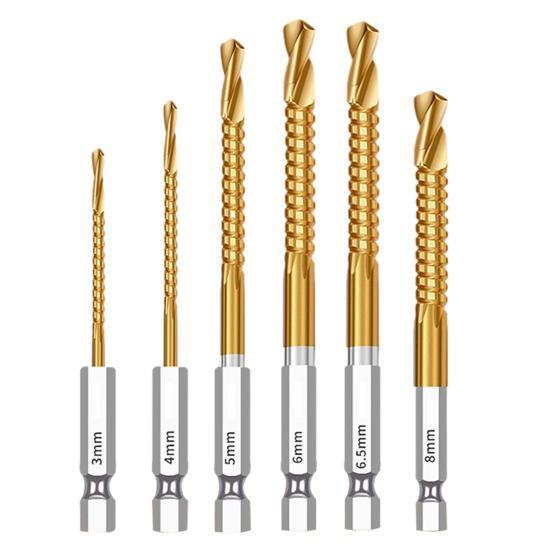 Titanium Coated HSS Twist Drill Bits, 3-10mm Serrated Side Cutting Drill Bit, Hex Shank Serrated Cutting Drill Bits, Drill Bit Woodworking Tools,