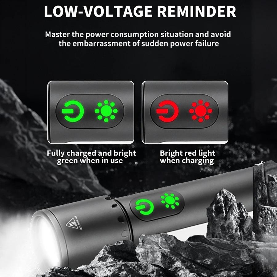New Multifunctional Flashlight with Side Floodlights Telescopic Zoom Outdoor Portable LED Flashlight Carrying Tail Hook
