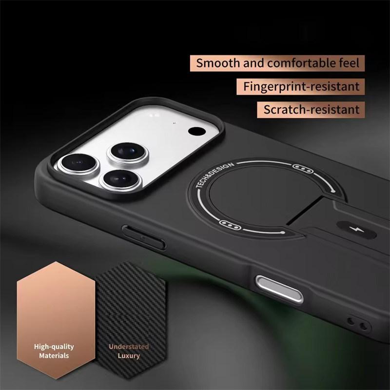 Luxus Klappständer Für Magsafe Lade Handyhülle Für iPhone 17 Air 16E 15 14 13 12 11 Pro Max Plus Matte Ständer Rüstung Magnetische Abdeckung