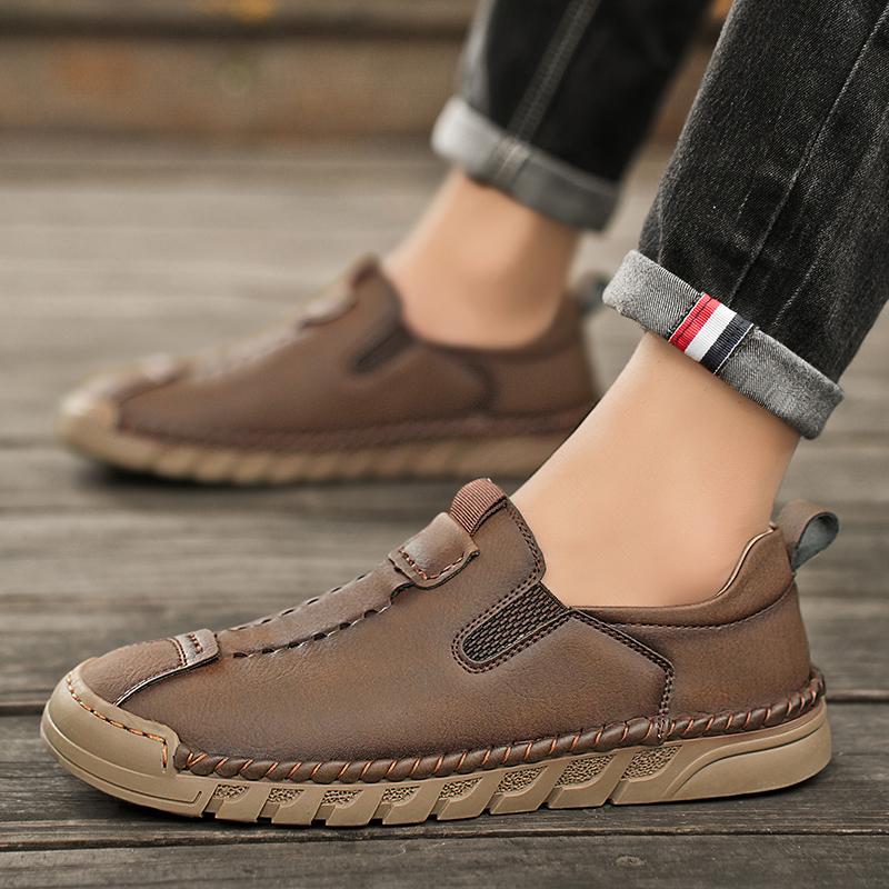 FashionLeather Fashion Casual Shoes Men All-match Mens Slip On Walking Shoes Brand Business Office Flats Classic Men Shoes for Wedding