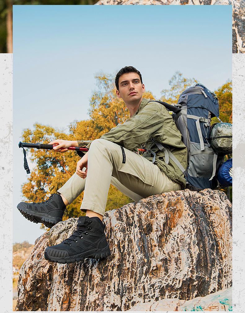 Men's High-Top Tactical Desert Boots for Camping and Hiking, Large Size 46.