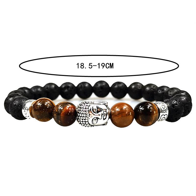 European & American Tiger Eye and Volcanic Stone Buddha Bracelet for Men & Women