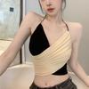Hot Girl Cross Tie Halter Knitted Camisole Vest For Women Summer Sexy Short Bandeau Sleeveless Top