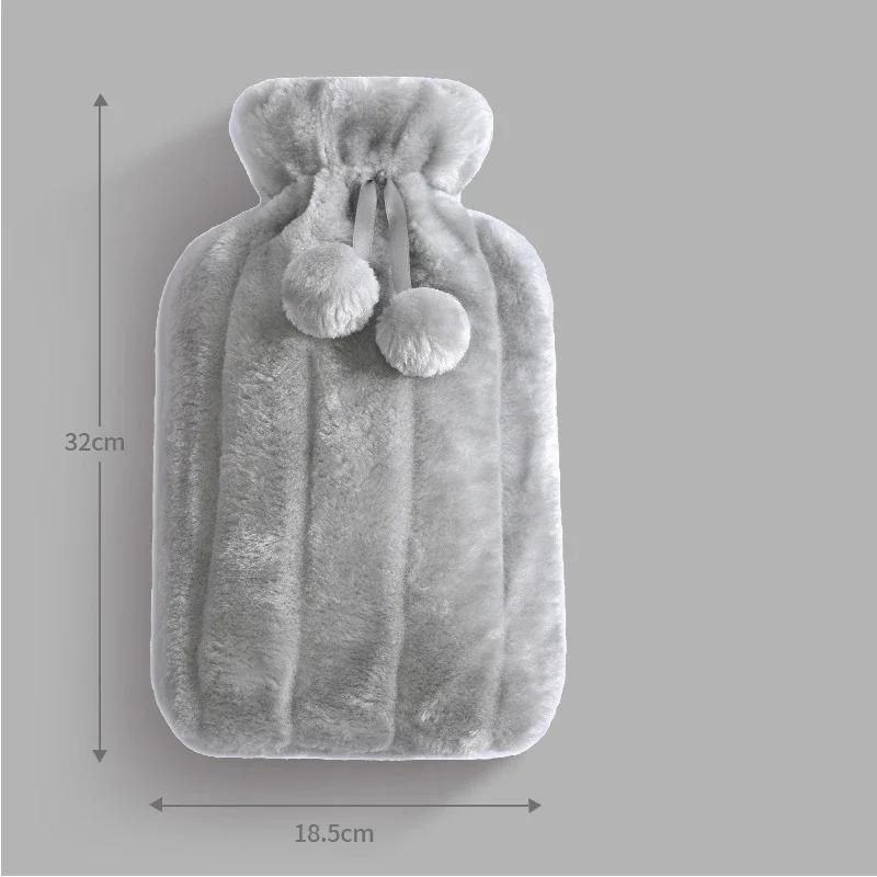 2000ml Plush PVC Water Bottle Bag Water-filling Hot-water Bag for Female Warm Belly Hands and Feet Warmer Water Bag