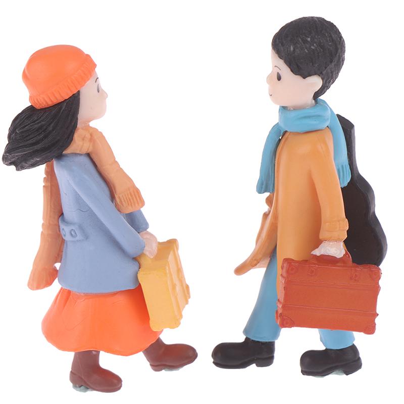 Travel Couple Diy Mini Miniature Fairy Garden Dollhouse Decor Micro Landscape