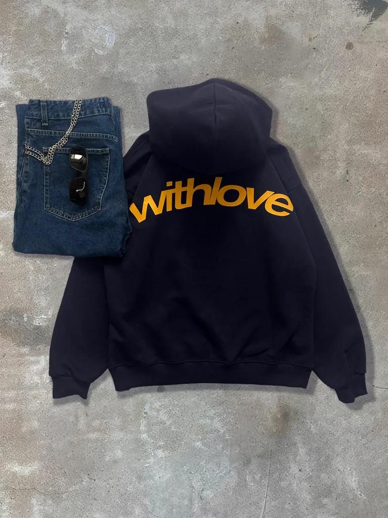 S láskou Tištěná mikina s kapucí Pánská Dámská Pár Mikina Oversized Harajuku Streetwear Tepláková souprava Dámské Pánské Oblečení